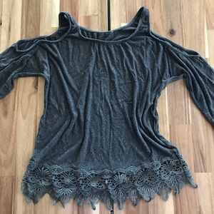 Gray cold shoulder top
